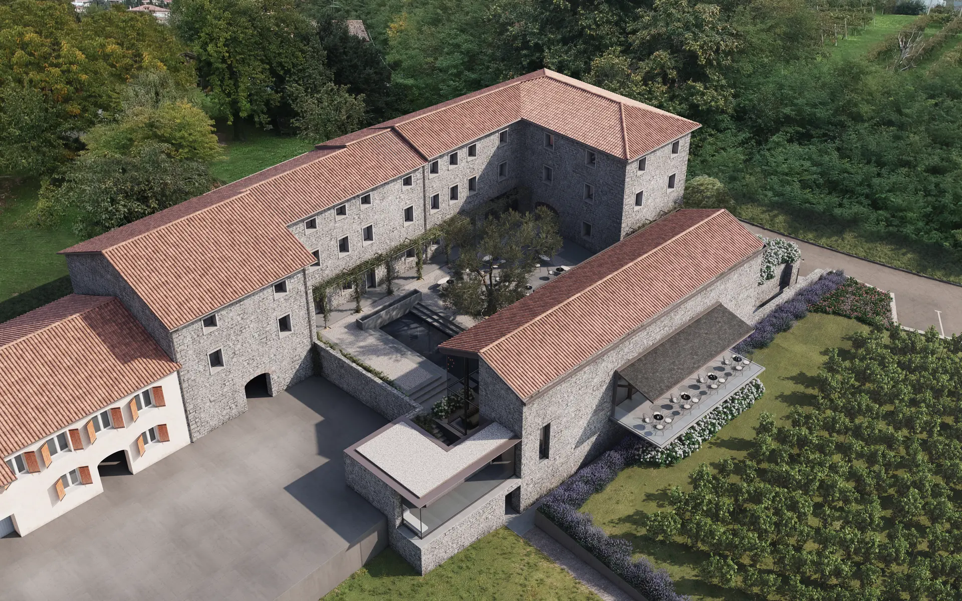 Aerial overview of Borgo Taurino