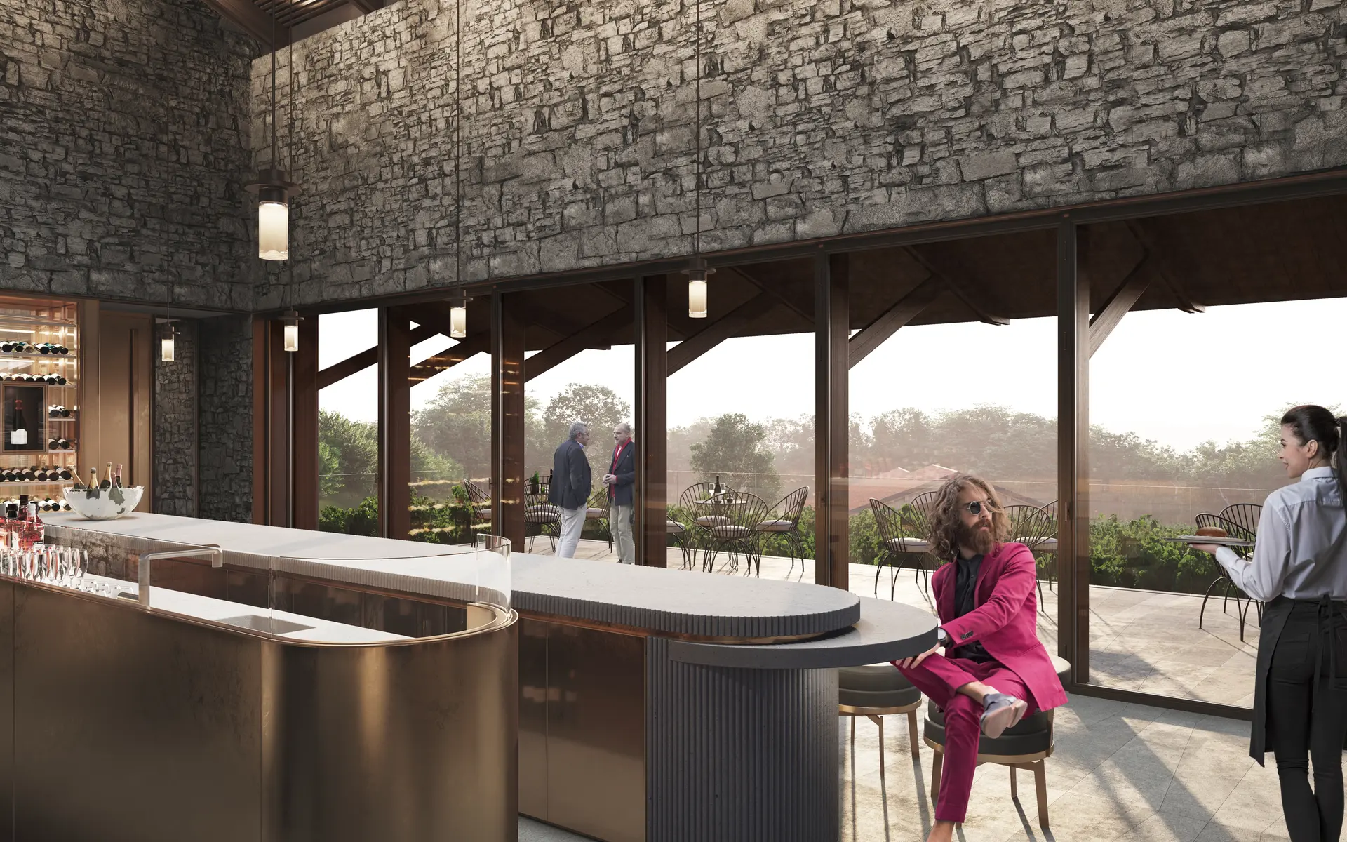 Bar counter at Trame restaurant