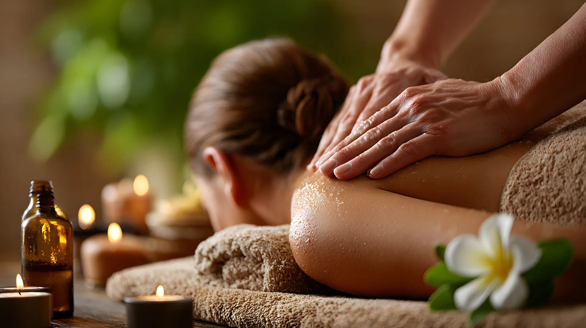 Relaxing back massage with aromatherapy